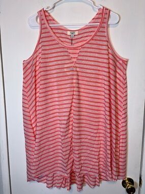 NEW Hayden Los Angeles Large Tunic Tank Dress Peach Striped Cutout Back